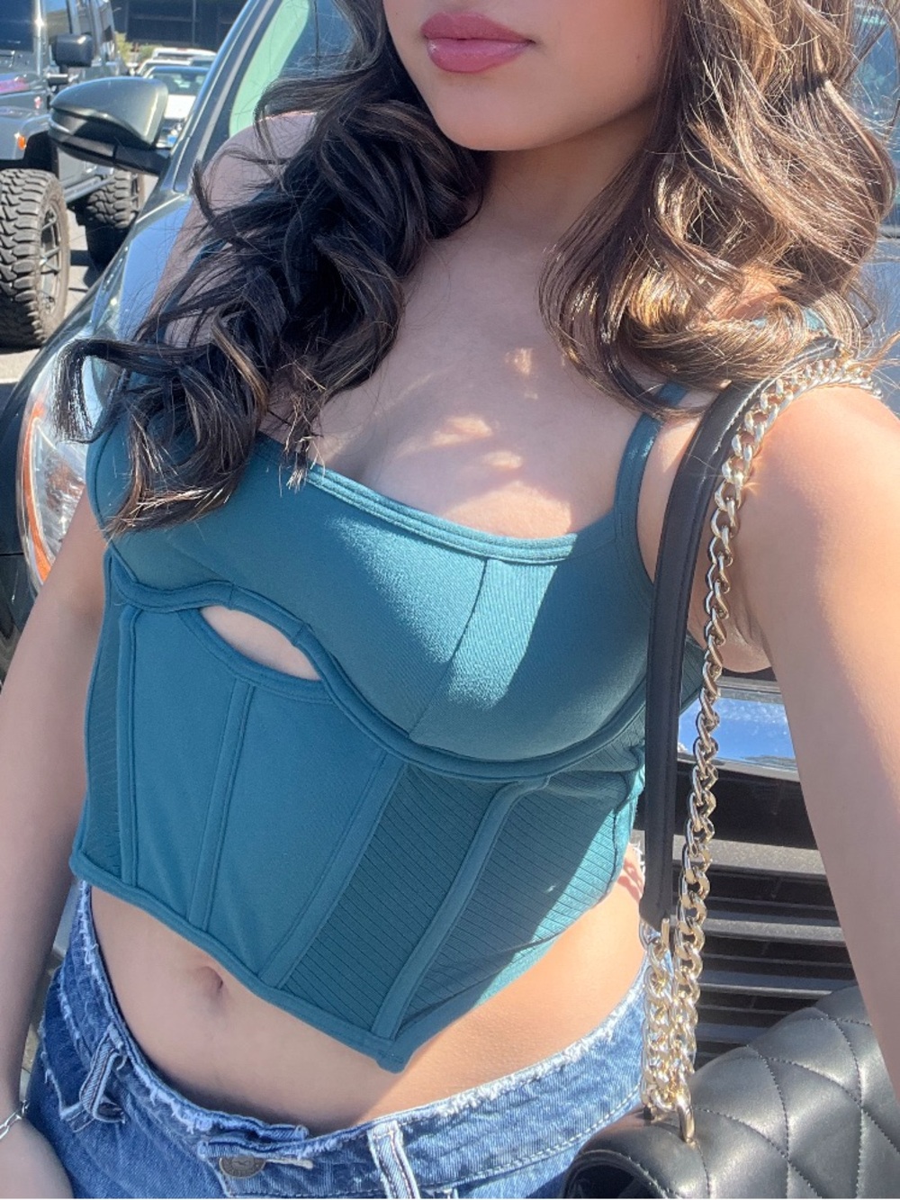 Teal Corset-Style Bustier Top